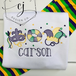 Monogram Mardi Gras shirt Outfit for Baby kids toddler boy