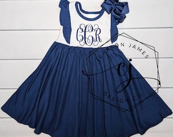 Monogramm 4. Juli Kleid für Baby Kleinkind Mädchen Seersucker Kleid Gedenktag Vaterländischen Unabhängigkeitstag Outfit