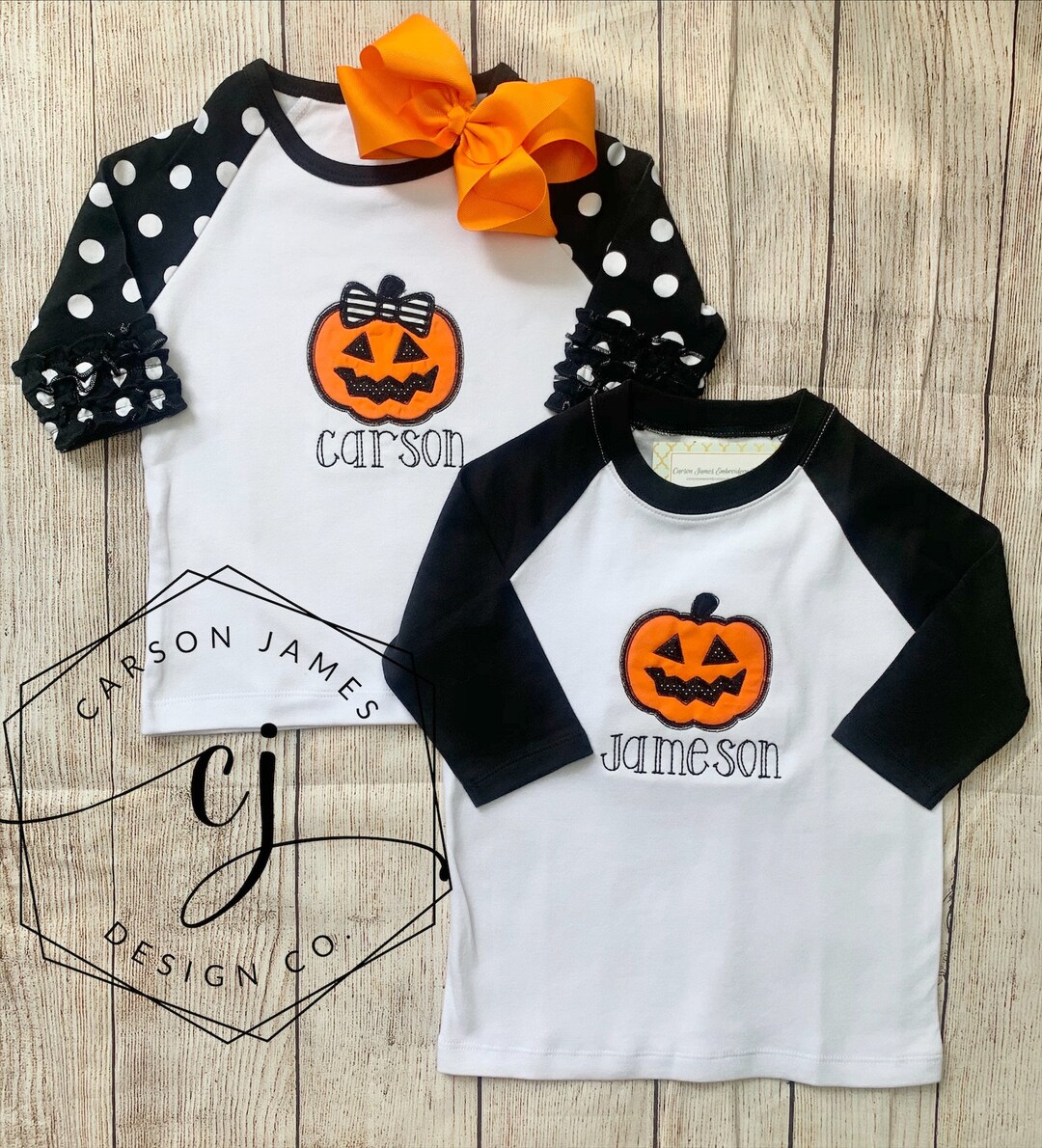 Monogram Halloween Shirt for Baby Toddler Kids Pumpkin Shirt - Etsy
