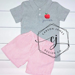 Monogramm zurück zu Schule Shirt für Jungen Apple-Shirt für Baby-Kleinkind-Kinder-Apfel-Ernte-Erst-Tag ist Schule Kindergarten Vorschul-Outfit