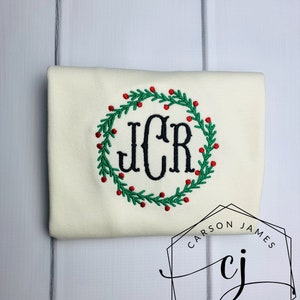 Monogram Christmas Shirt for baby toddler boys Santa outfit sibling matching