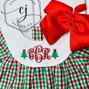 Monogram Christmas Dress or Bubble for Baby Toddler Kids girls classic Christmas dress Santa dress bishop dress image 2