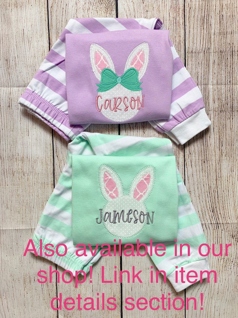 Monogram Easter Pajamas for Baby Toddler Girls Boys Sibling Matching Brother Sister Easter Bunny Easter basket Easter gift