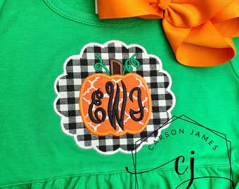 Monogram Pumpkin Dress for Baby Toddler Kids Girls Halloween Dress Thanksgiving Dress