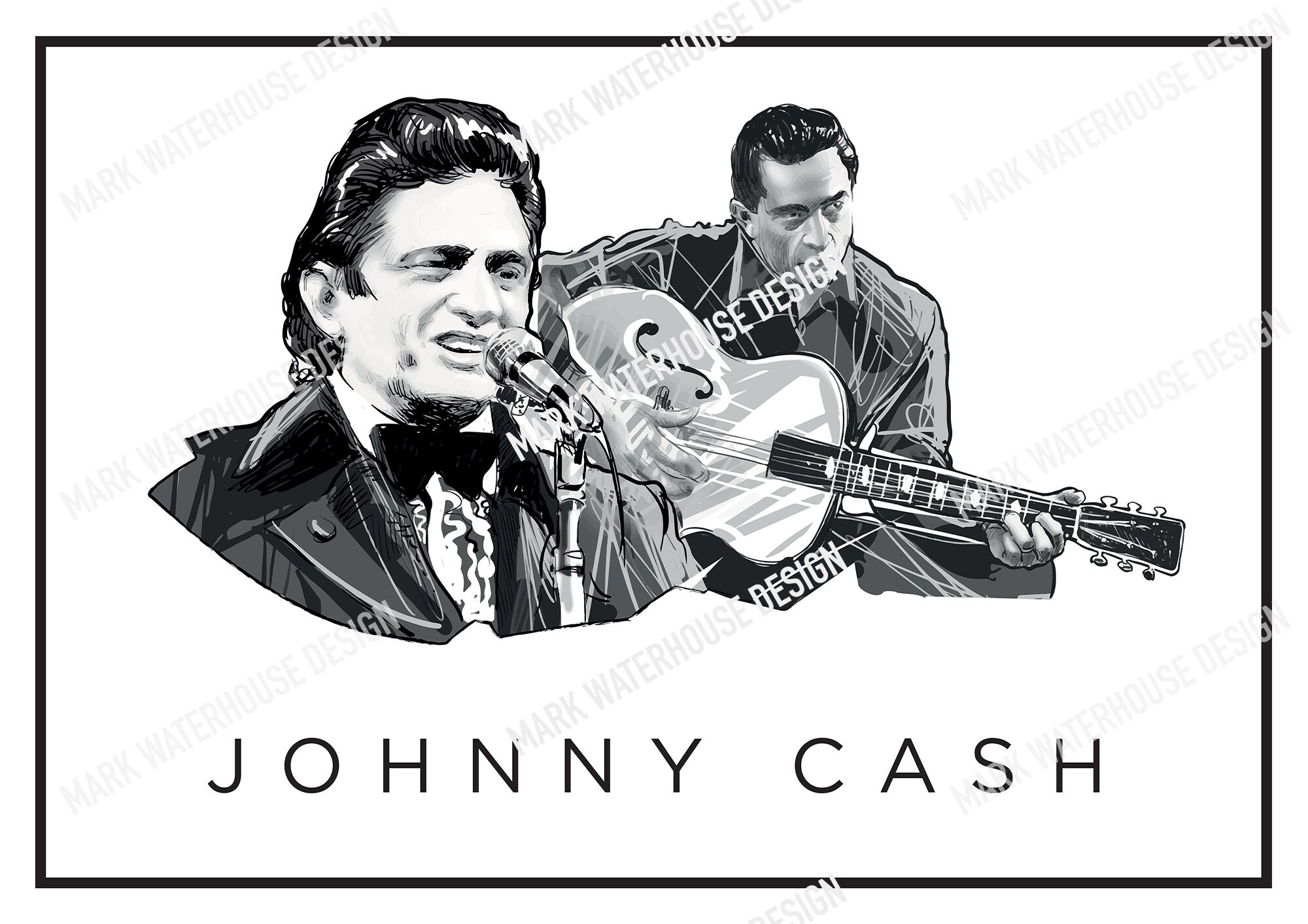 Johnny Cash Poster Digital Download Supplied at A1 US | Etsy