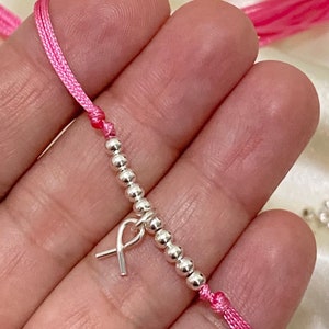 Brustkrebs-Bewusstseins-Armband, rosafarbenes Schnurarmband, rosafarbenes Band, Hoffnungsschnur, Brustkrebsband, Brustkrebsgeschenke