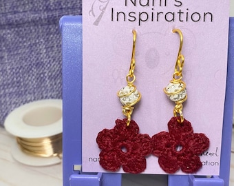 Flower Crochet Maxi Earrings, long boho earrings, flower jewelry, flower shaped earrings, lightweight earrings, gift for mom, nature jewelry