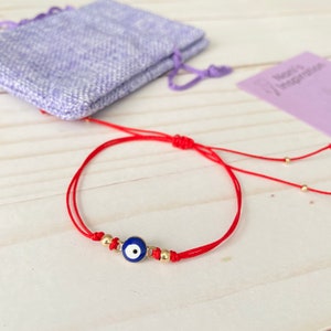 Evil Eye Charm Bracelet, red string protection bracelet, red string bracelet, good luck bracelet, string bracelet, gift for her image 2