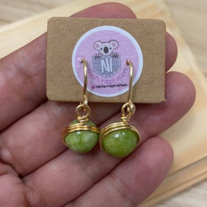 Green Drop Earrings, wire wrapped gemstone earrings, special gift for her, bridesmaid earrings, emerald drop earrings, bridal shower