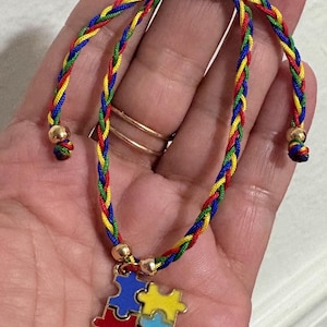 Autism Awareness Bracelet, multicolor string bracelet, hope strings, blue ribbon, autism acceptance, awareness bracelet, autism mom