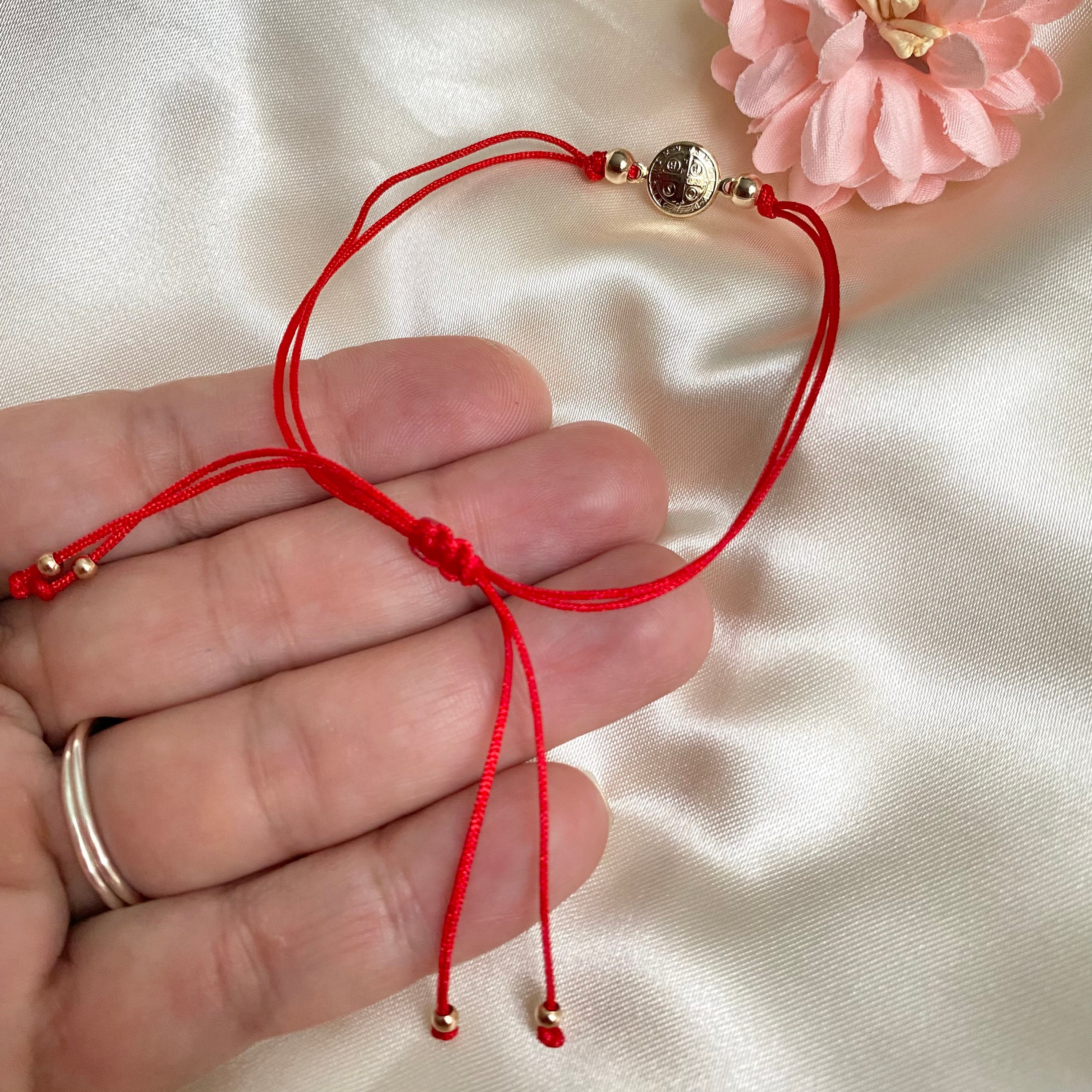 Catholic Saint Benedict Bracelet Rosary Handmade Red Knot String