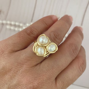 Freshwater Pearl Ring, gold wire wrapped ring, gold ring, rings for women, special gift for her