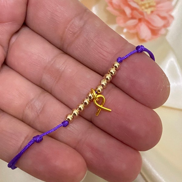 Chiari Malformation Awareness Bracelet, purple string bracelet, purple ribbon, Crohn's disease, alzheimers, lupus
