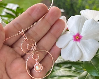 Rose Gold Choker Collar, Rose Gold Wire Wrapped Necklace, Rose