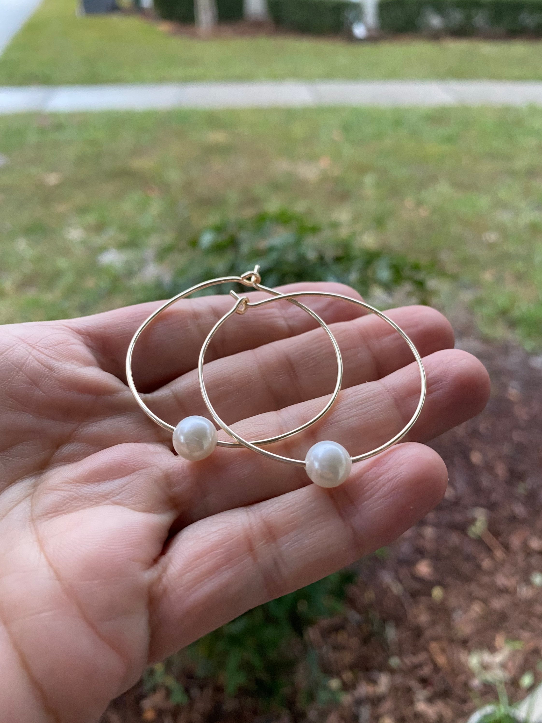 Etsy pearl hoop earrings deals