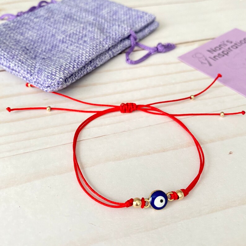 Evil Eye Charm Bracelet, red string protection bracelet, red string bracelet, good luck bracelet, string bracelet, gift for her image 7