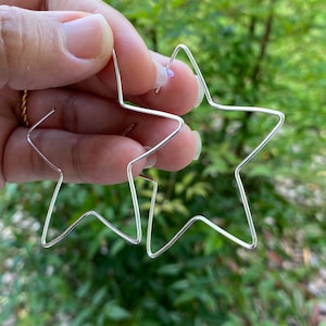 Star Hoop Earrings, light weight earrings, Star shaped hoop earrings, silver hoop earrings, wire hoops, boho chic hoops, statement earrings