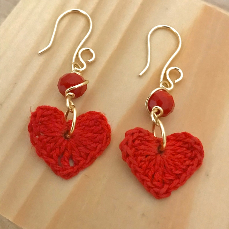 lightweight earrings Valentine\u2019s Day gifts red heart earrings Heart Shaped Crochet Earrings love colors jewel long boho earrings