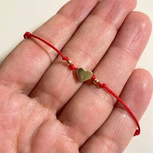 Tiny Heart Charm Bracelet, matching couple bracelet, friendship bracelets, small heart cord bracelet, couple bracelets, string bracelet image 2