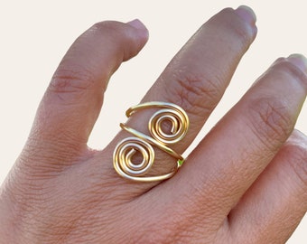 Anillo de alambre dorado, regalo especial para ella, anillo de alambre dorado, anillo ajustable, anillo chapado en oro, anillos para mujer, anillo de alambre dorado