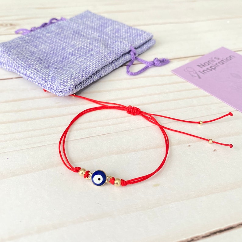 Evil Eye Charm Bracelet, red string protection bracelet, red string bracelet, good luck bracelet, string bracelet, gift for her image 5