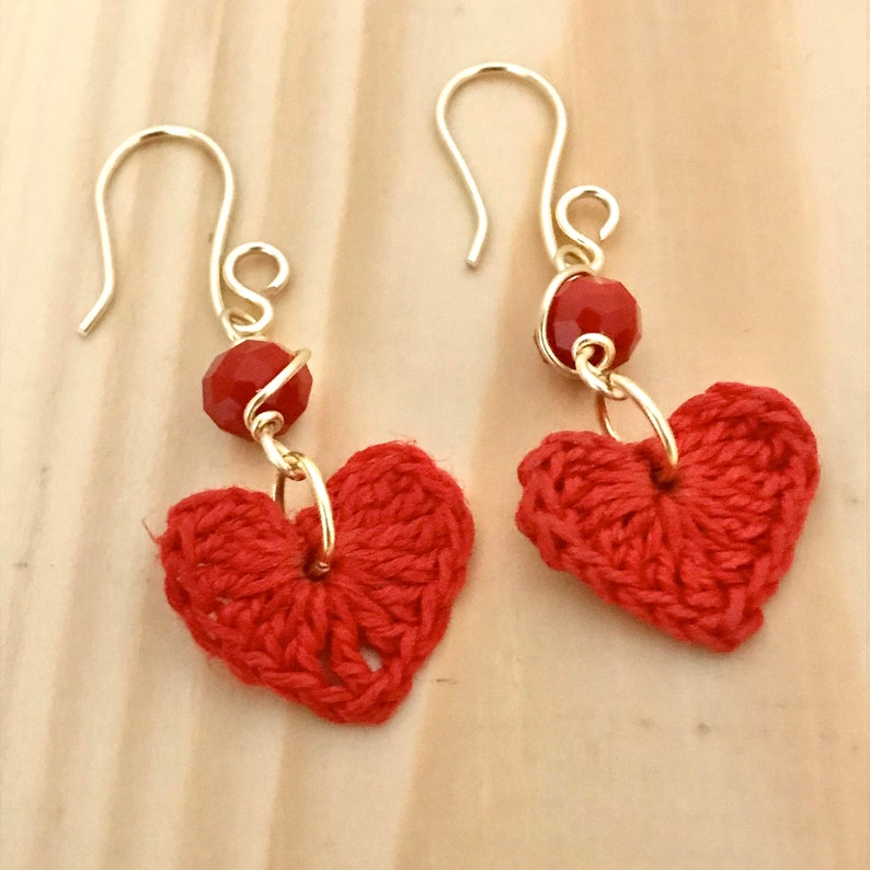 lightweight earrings Valentine\u2019s Day gifts red heart earrings Heart Shaped Crochet Earrings love colors jewel long boho earrings