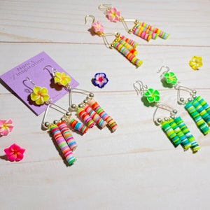 Summer Colors Earrings, colorful earrings, acrylic beads hoop earrings, aesthetic earrings, beaded earrings, multicolor earrings