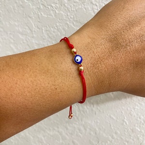 Evil Eye Charm Bracelet, red string protection bracelet, red string bracelet, good luck bracelet, string bracelet, gift for her image 9