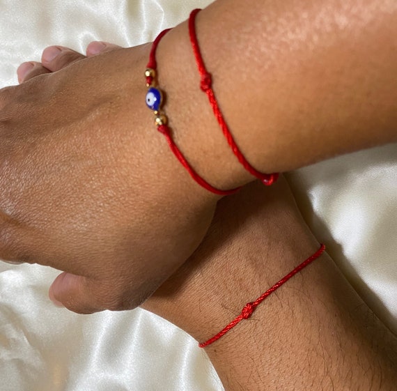 Pink & Red Two Toned Dainty Bracelet | Gold Metal | Friendship Bracelets for Girls & Women | Couple, Matching String Bestfriend Bracelets | Puravida
