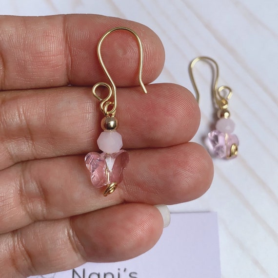 Floral Green and Pink Dangle Earrings