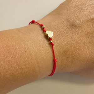 Tiny Heart Charm Bracelet, matching couple bracelet, friendship bracelets, small heart cord bracelet, couple bracelets, string bracelet image 4