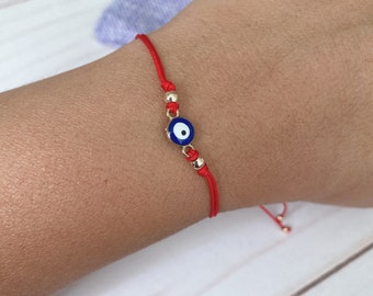 Evil Eye Charm Armband, Rotes String Armband, Rotes String Armband, Glücksarmband, Geschenk für Sie