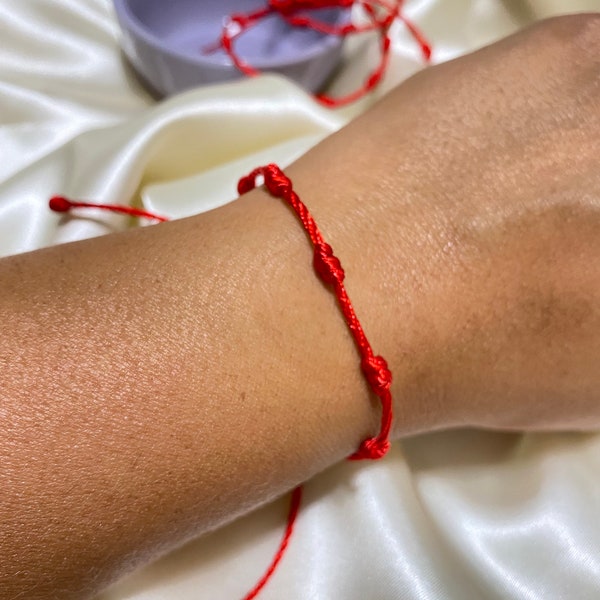 7 Knots Bracelet Family Set, protection bracelet, red bracelet, Kabbalah bracelet, lucky jewelry, adjustable bracelet, red string bracelet