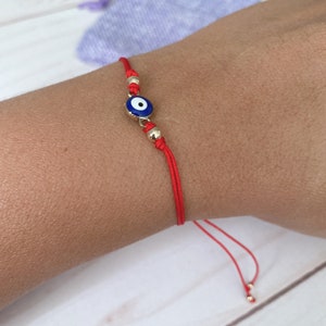 Evil Eye Charm Bracelet, red string protection bracelet, red string bracelet, good luck bracelet, string bracelet, gift for her image 4