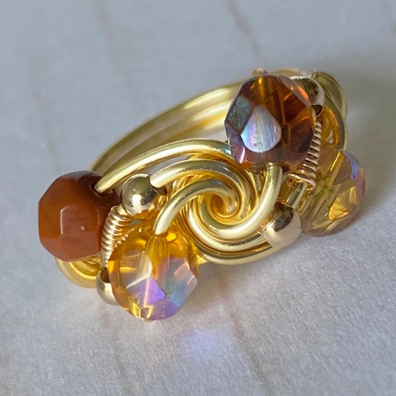 Gold Wire Wrapped Ring Gold Wire Ring Autumn Colors Ring - Etsy