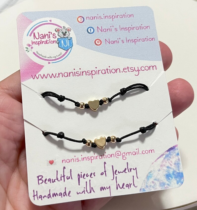 Tiny Heart Charm Bracelet, matching couple bracelet, friendship bracelets, small heart cord bracelet, couple bracelets, string bracelet image 5