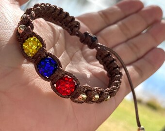 Venezuela Adjustable Bracelet, I love venezuela bracelet, primary colors bracelet, colombian bracelet,