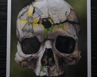 Toxic Skull - Radioactive Skull - Hand Drawing - Original