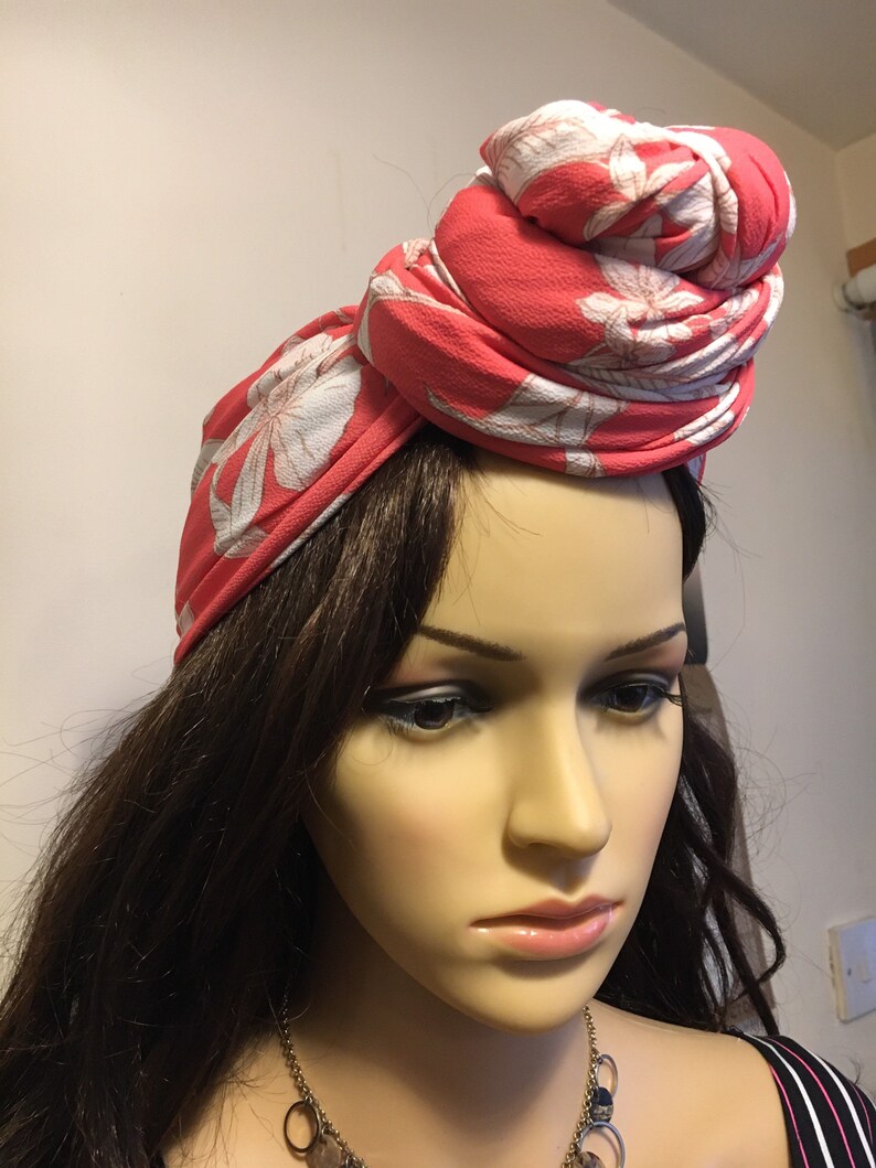 African Fabric Print Style Fabric Self Tie Head Wrap, Head Turbi