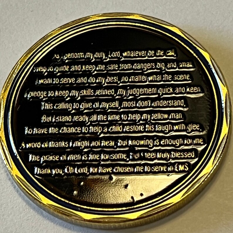 EMS First Responder Challenge Coin Gold Trimmed - Etsy