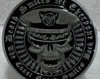 US Coast Guard Commemorative challenge Coin with “Death Smiles at  Everyone, The Coast Guard Smile Back” *** Great Gift for a Marine