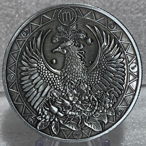 Constellation Zodiac Astrology Scorpio Silver Plated pewter color Commemorative Coin