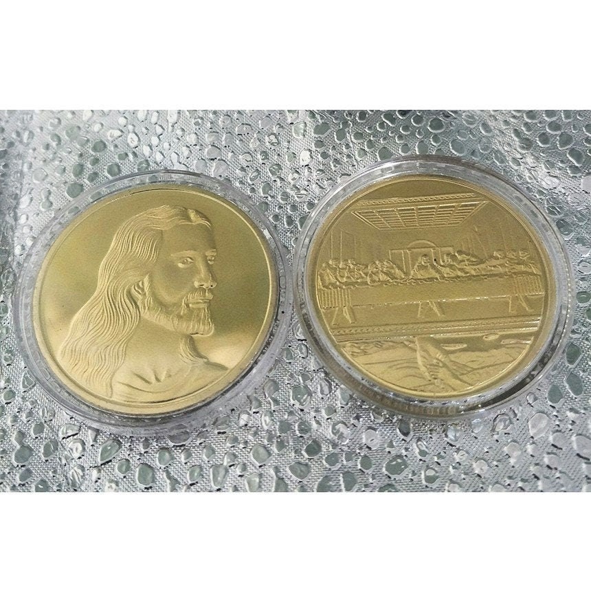 イエスキリスト様の金貨 イエスと最後の晩餐の金メッキ金属コイン 100 枚 *素晴らしい
