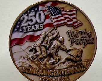 Moneda conmemorativa de los Marines de EE. UU. "Semper Fi" con imagen de Iwo Jima, 250 años de honor, coraje y compromiso.