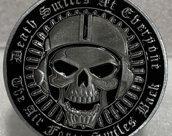 US Air Force Commemorative challenge Coin with “Death Smiles at  Everyone, The Air Force Smiles Back” *** Great Gift for a Marine