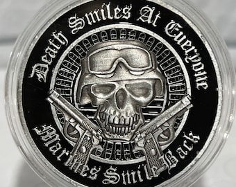 US Marine Commemorative challenge Coin with “Death Smiles at  Everyone, The Marines Smile Back” *** Great Gift for a Marine