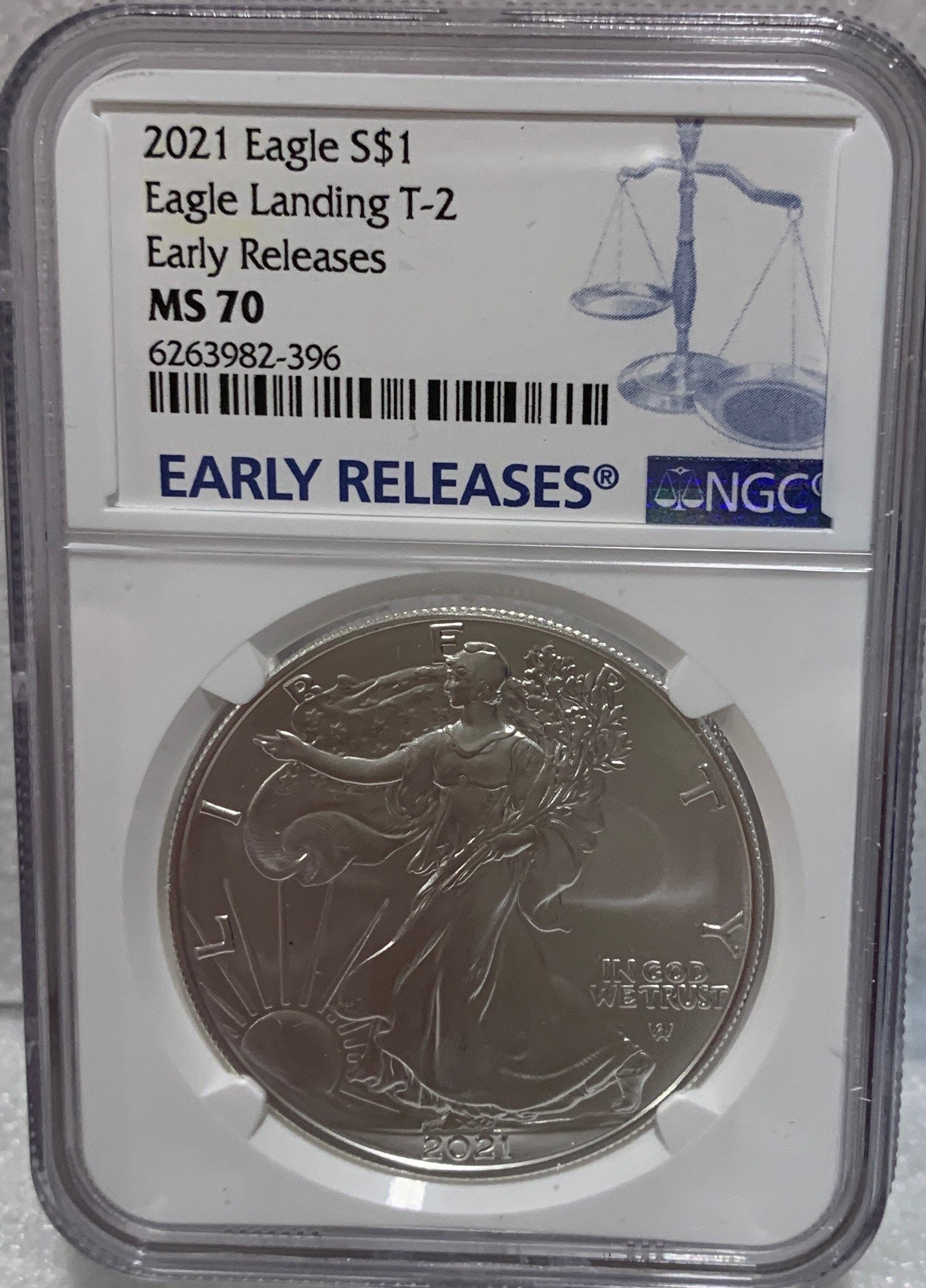 2021 アメリカ イーグル銀貨 NGC MS70 ER type2 ALSラベル