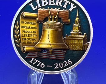 US 250th Anniversary Challenge Coin, Liberty Bell, July 4, 2026