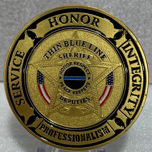 Sheriff Stellvertretender Challenge Coin Law Enforcement The Thin Blue Line. Tolles Geschenk für einen Sheriff-Veteranen oder einen aktiven Polizisten.