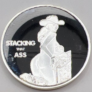 Adult Flipping Coin “Sexy Cowgirls Silver Coin“ Brand New Silver Finish.